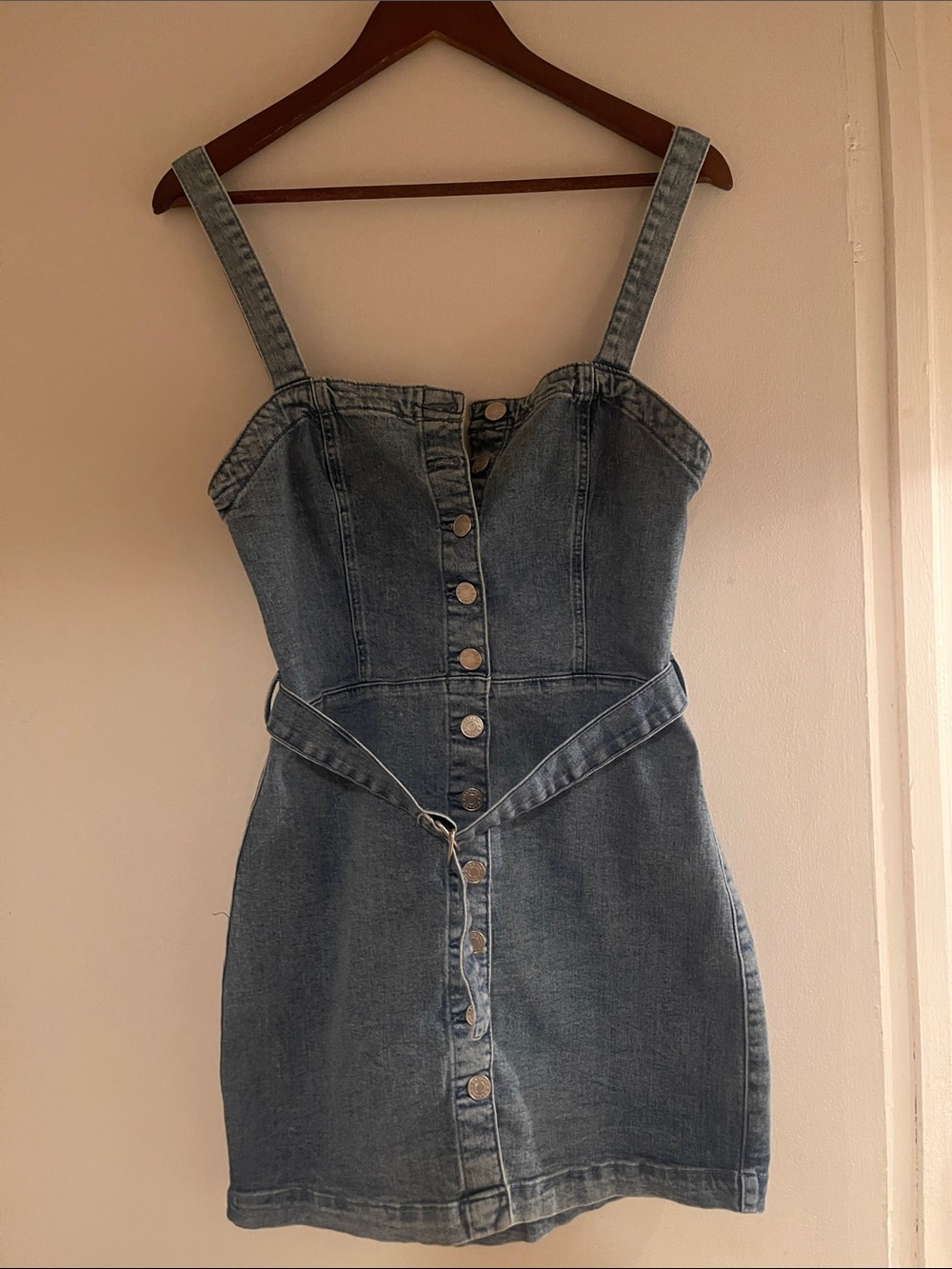 Garage Blue Denim Mini Dress with Buttons